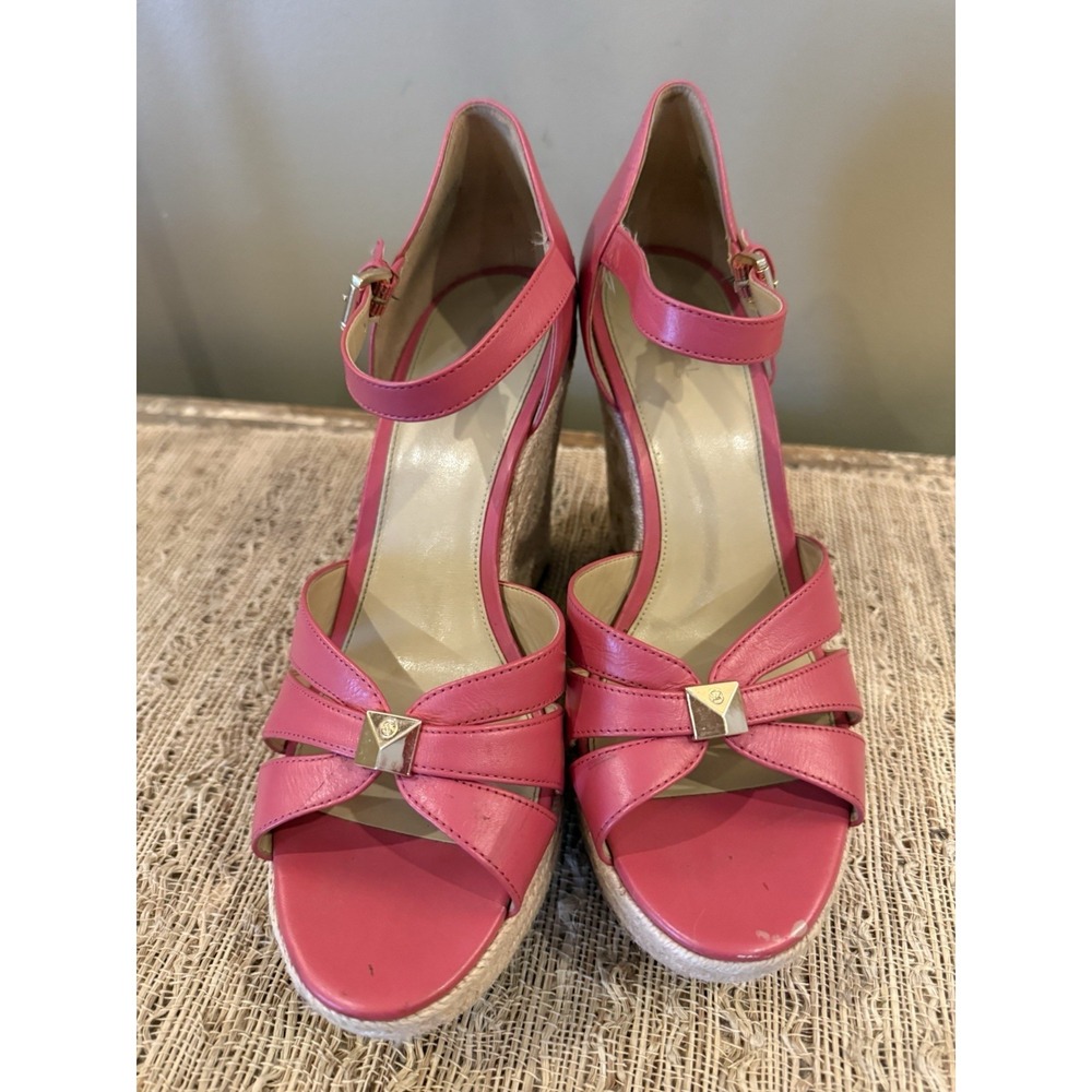 Michael Kors Heels Womens‎ 10M Flora Strappy Wedge Espadrille Coral Pink - Picture 8 of 13